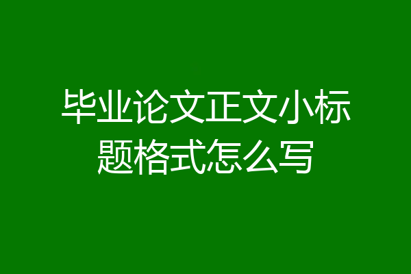 毕业论文正文小标题格式怎么写