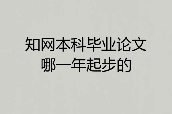 知网本科毕业论文哪一年起步的