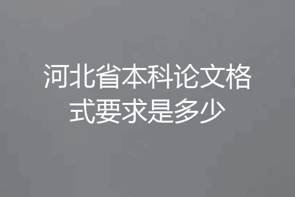 河北省本科论文格式要求是多少