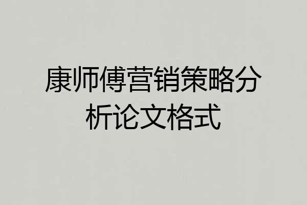 康师傅营销策略分析论文格式
