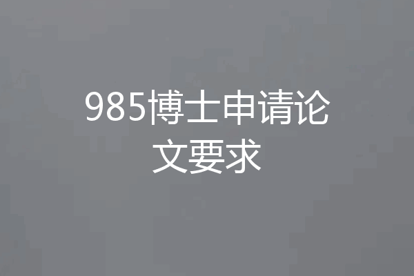 985博士申请论文要求
