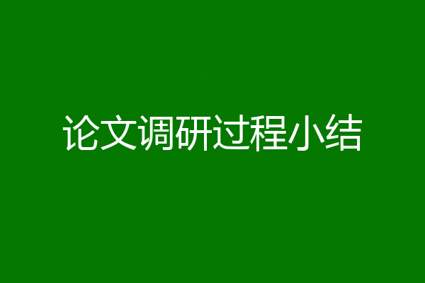 论文调研过程小结