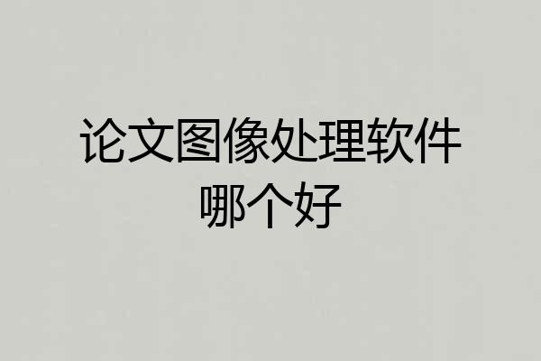 论文图像处理软件哪个好