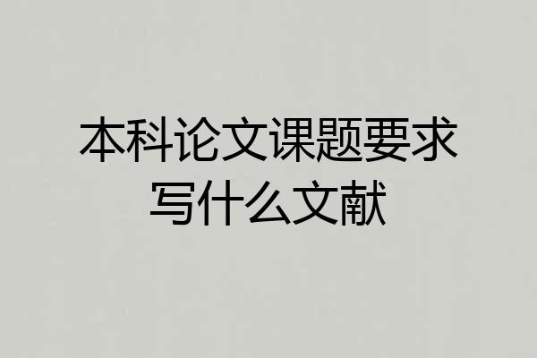 本科论文课题要求写什么文献