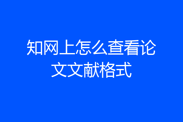 知网上怎么查看论文文献格式