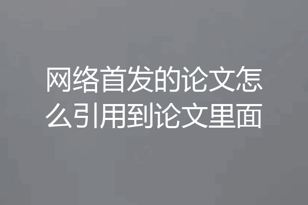 网络首发的论文怎么引用到论文里面
