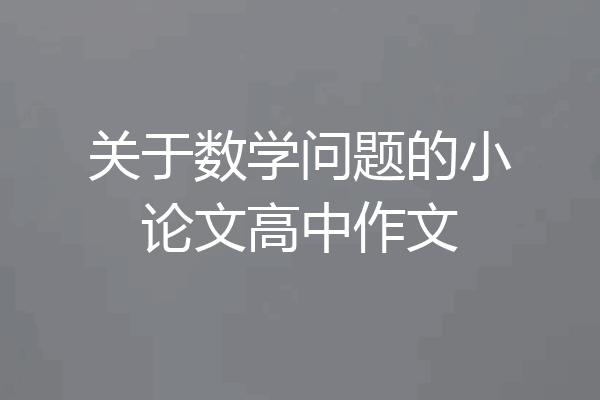 关于数学问题的小论文高中作文
