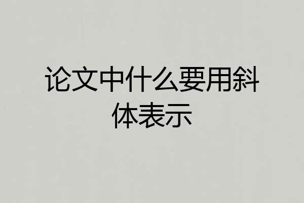 论文中什么要用斜体表示