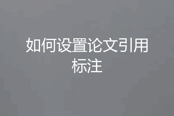 如何设置论文引用标注