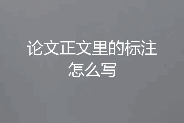 论文正文里的标注怎么写