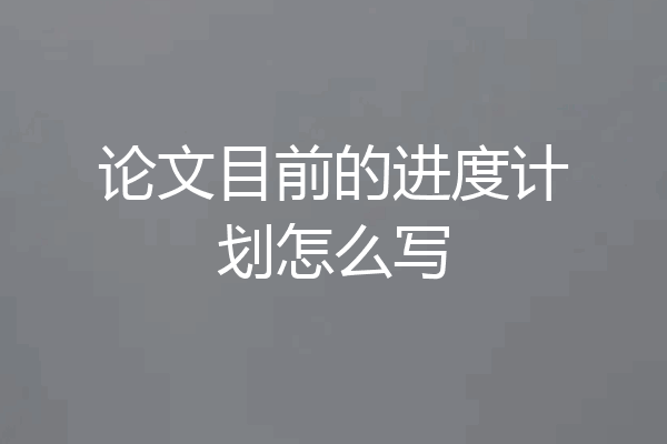 论文目前的进度计划怎么写