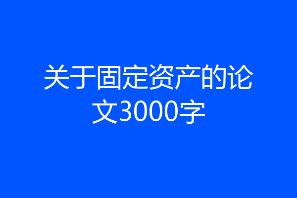 关于固定资产的论文3000字