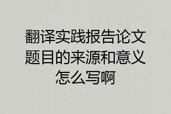 翻译实践报告论文题目的来源和意义怎么写啊