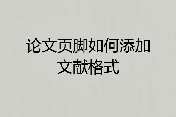 论文页脚如何添加文献格式
