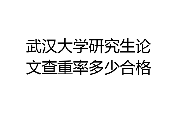 武汉大学研究生论文查重率多少合格
