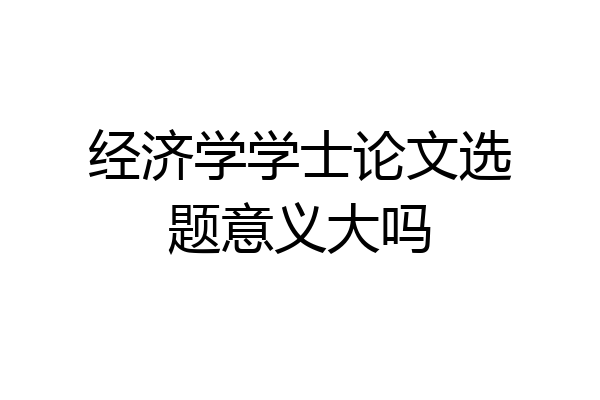经济学学士论文选题意义大吗