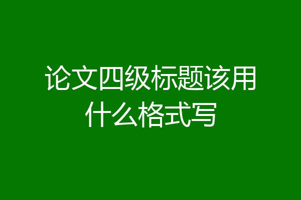 论文四级标题该用什么格式写