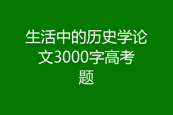 生活中的历史学论文3000字高考题