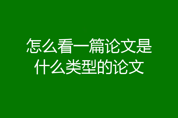 怎么看一篇论文是什么类型的论文