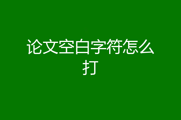 论文空白字符怎么打