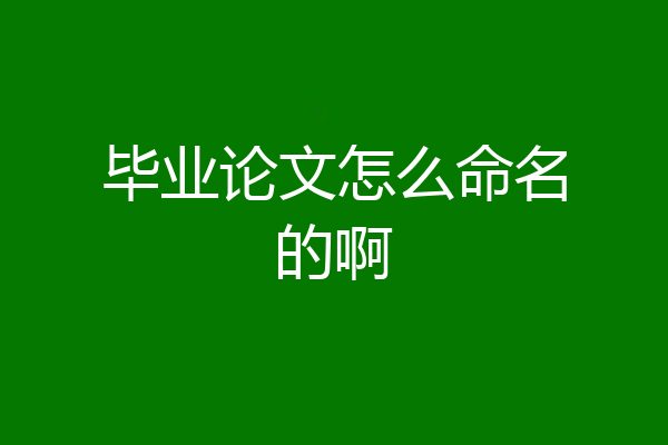 毕业论文怎么命名的啊