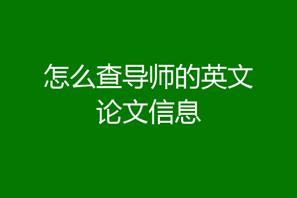 怎么查导师的英文论文信息