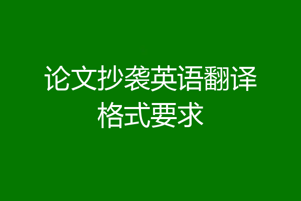 论文抄袭英语翻译格式要求