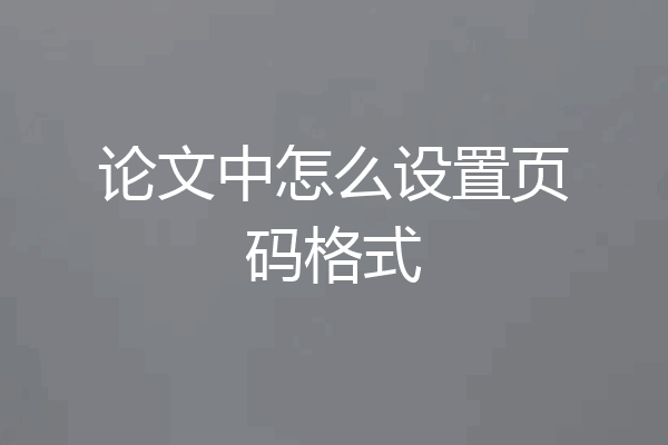 论文中怎么设置页码格式
