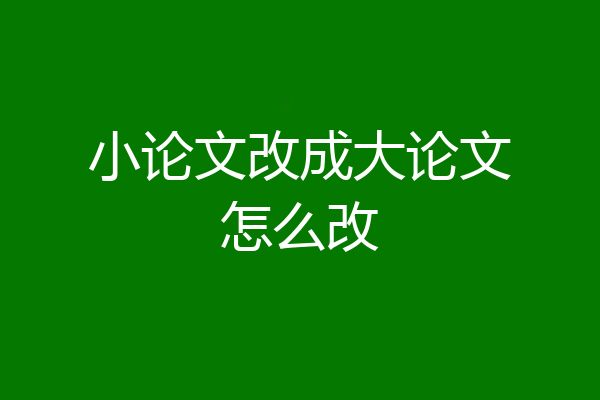 小论文改成大论文怎么改