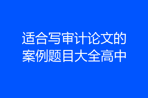 适合写审计论文的案例题目大全高中