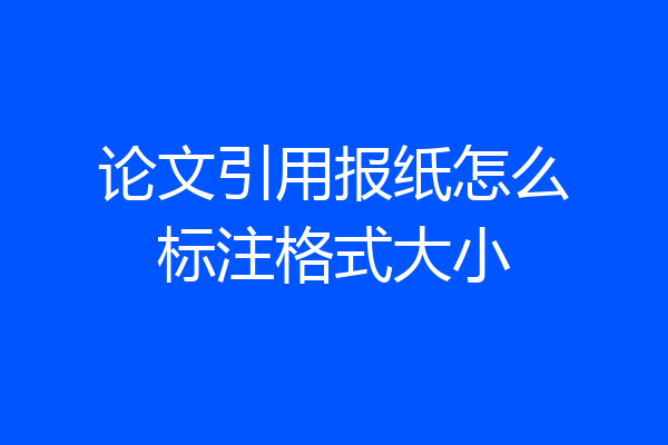 论文引用报纸怎么标注格式大小