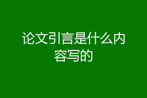 论文引言是什么内容写的