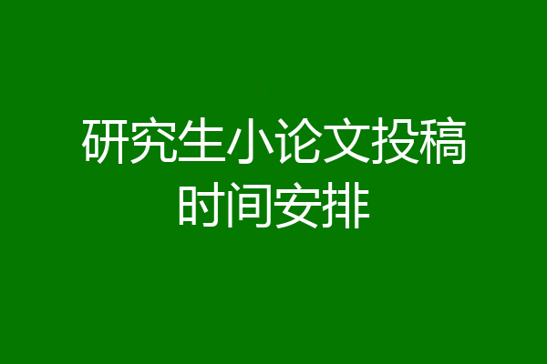 研究生小论文投稿时间安排