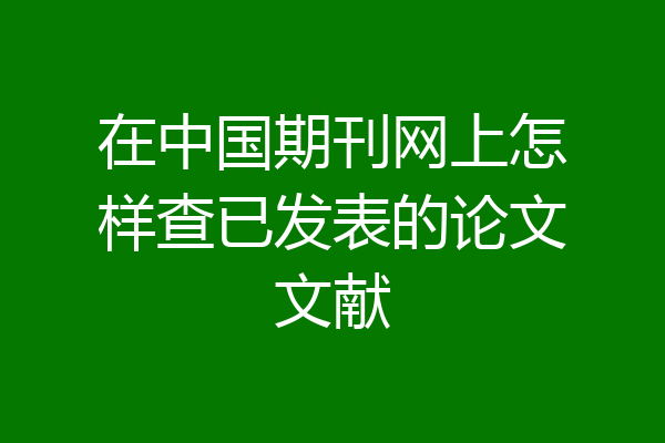 在中国期刊网上怎样查已发表的论文文献
