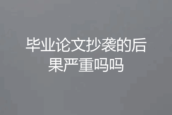 毕业论文抄袭的后果严重吗吗