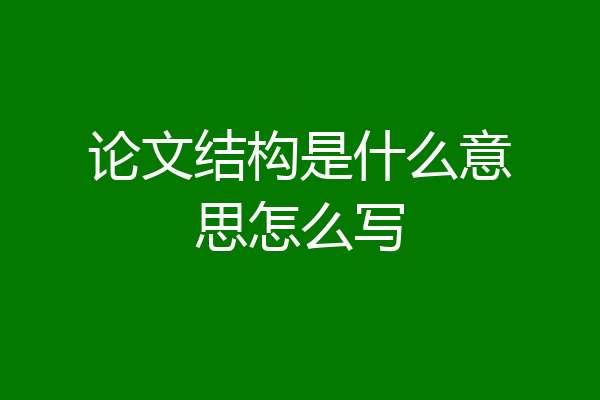 论文结构是什么意思怎么写