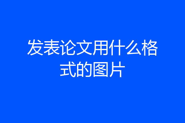 发表论文用什么格式的图片