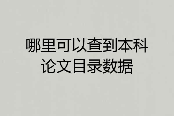 哪里可以查到本科论文目录数据