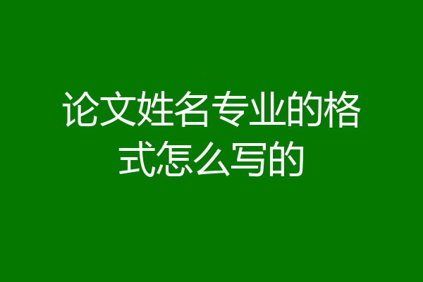 论文姓名专业的格式怎么写的