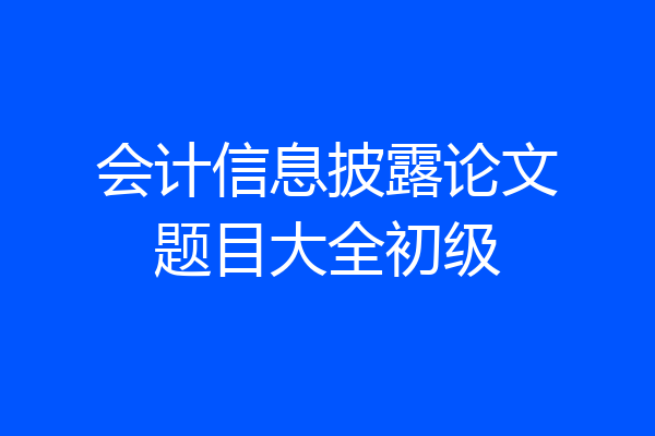 会计信息披露论文题目大全初级