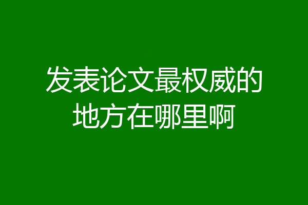 发表论文最权威的地方在哪里啊