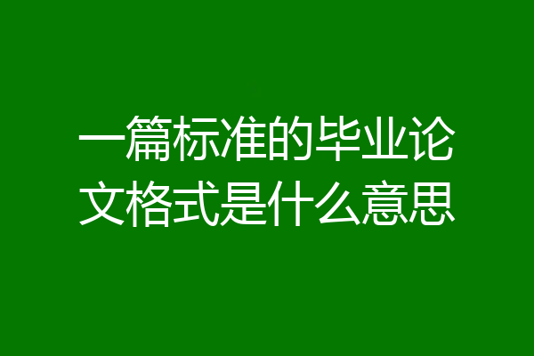 一篇标准的毕业论文格式是什么意思