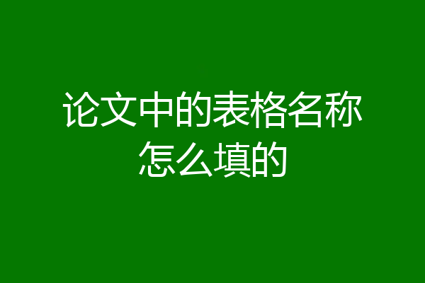 论文中的表格名称怎么填的