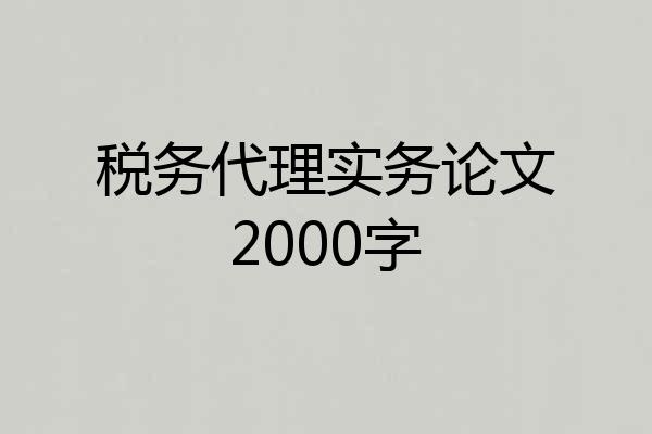 税务代理实务论文2000字