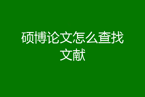 硕博论文怎么查找文献