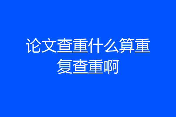 论文查重什么算重复查重啊