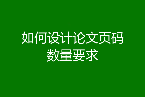 如何设计论文页码数量要求