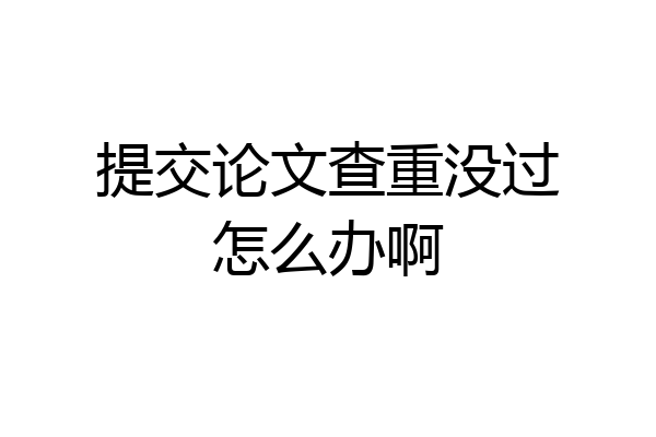 提交论文查重没过怎么办啊