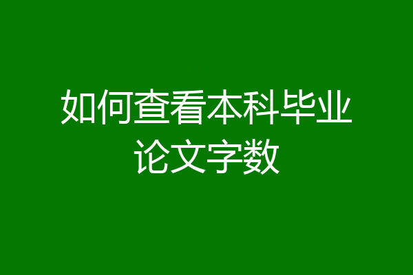如何查看本科毕业论文字数