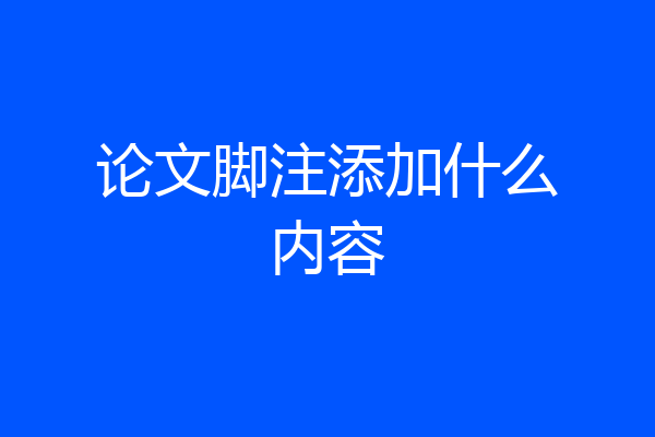 论文脚注添加什么内容